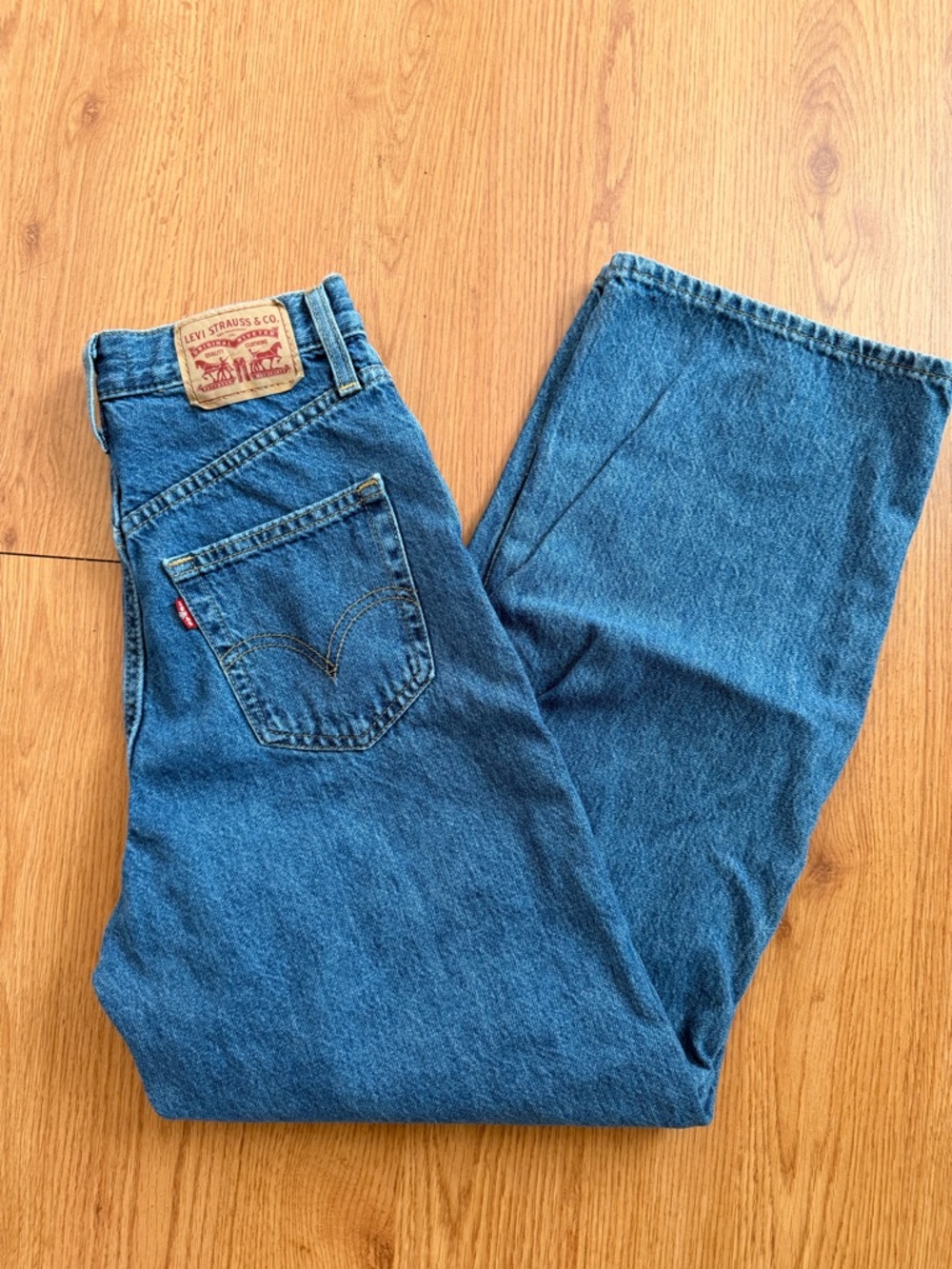 Levi's High Waisted Medium Blue Straight-Leg Denim Jeans